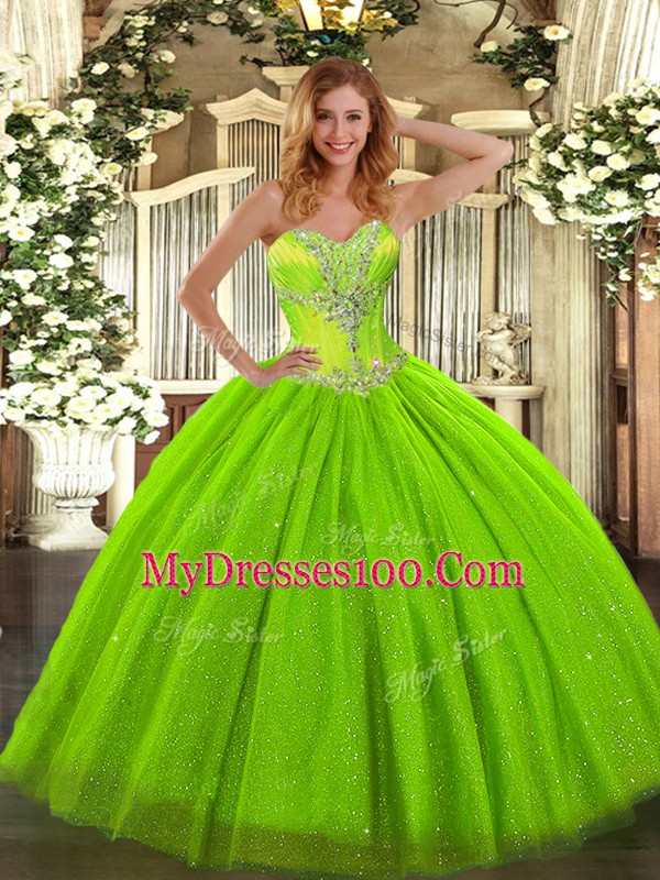 Suitable Lace Up Sweet 16 Dresses Beading Sleeveless Floor Length