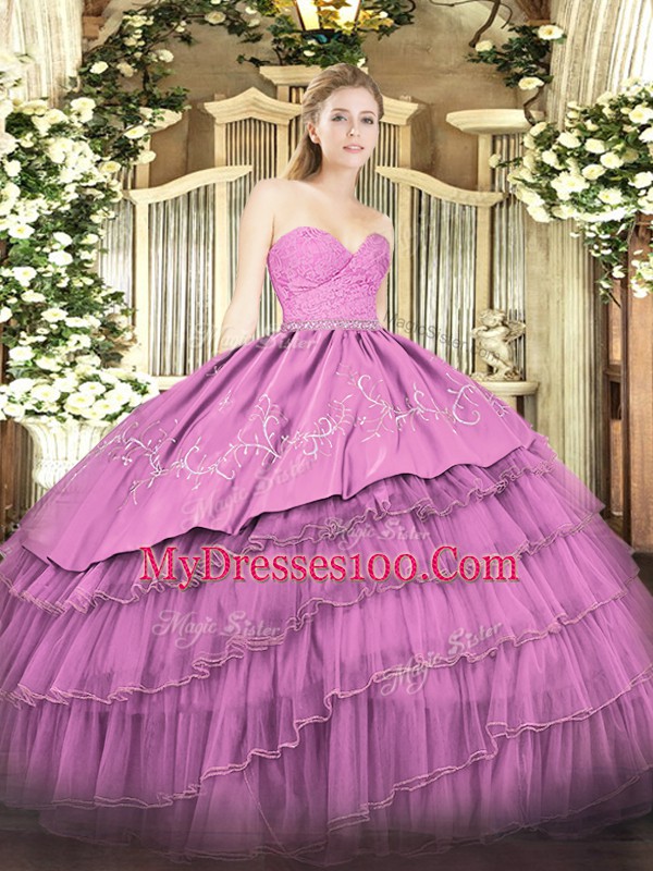 High Class Floor Length Fuchsia Quinceanera Gown Organza and Taffeta Sleeveless Beading and Lace and Embroidery and Ruffled Layers