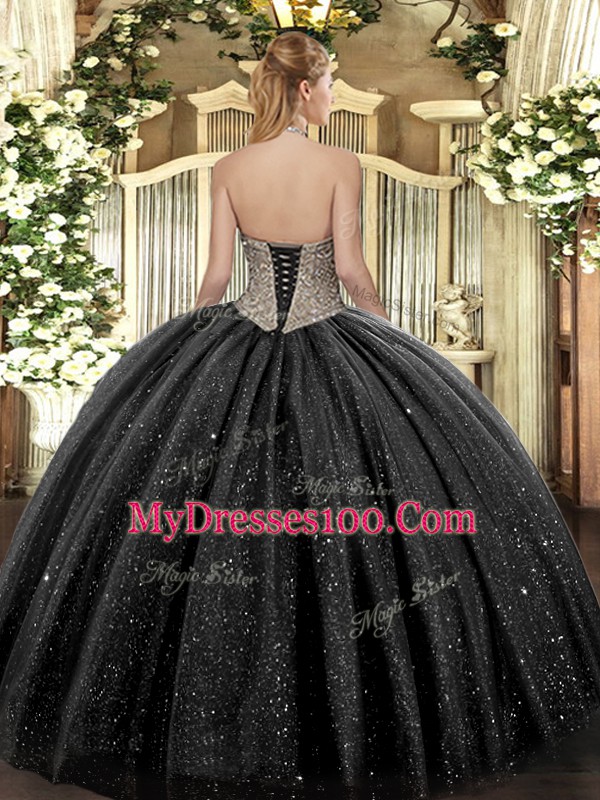 Olive Green Tulle Lace Up Quinceanera Dress Sleeveless Floor Length Beading