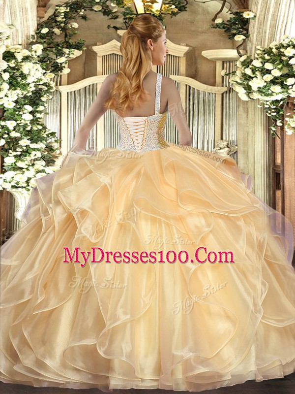 New Arrival Sleeveless Beading and Ruffles Lace Up Sweet 16 Quinceanera Dress