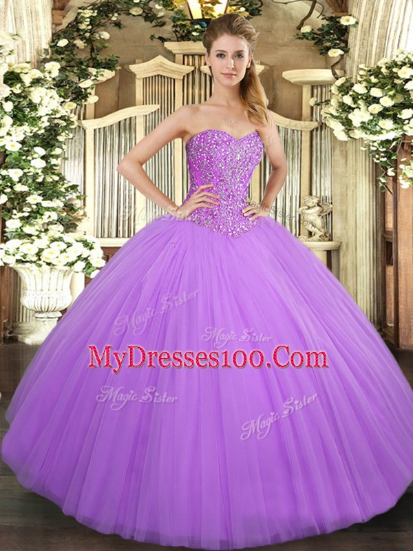 Fantastic Tulle Sleeveless Floor Length Sweet 16 Dresses and Beading