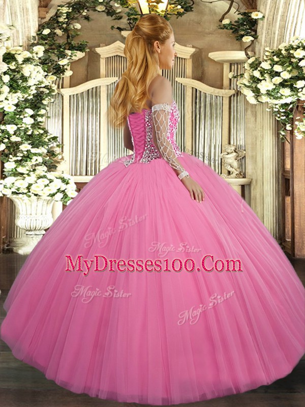 Fantastic Tulle Sleeveless Floor Length Sweet 16 Dresses and Beading