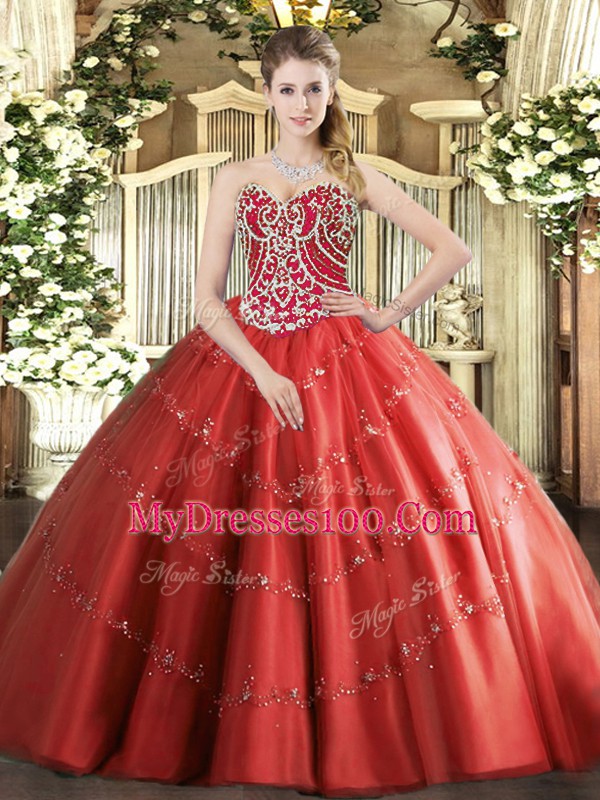High End Tulle Sleeveless Floor Length Sweet 16 Quinceanera Dress and Beading and Appliques
