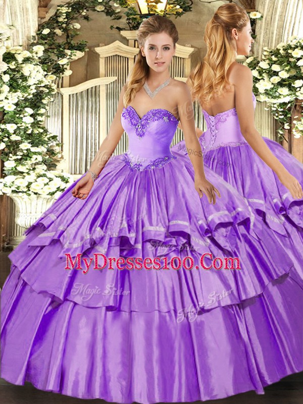 Sleeveless Ruffled Layers Lace Up Quinceanera Dresses