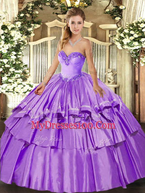 Sleeveless Ruffled Layers Lace Up Quinceanera Dresses