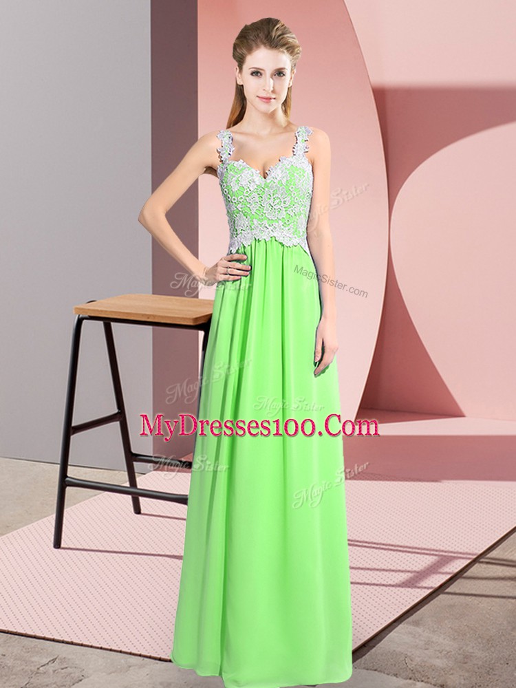 Custom Fit Lace Prom Dress Zipper Sleeveless Floor Length
