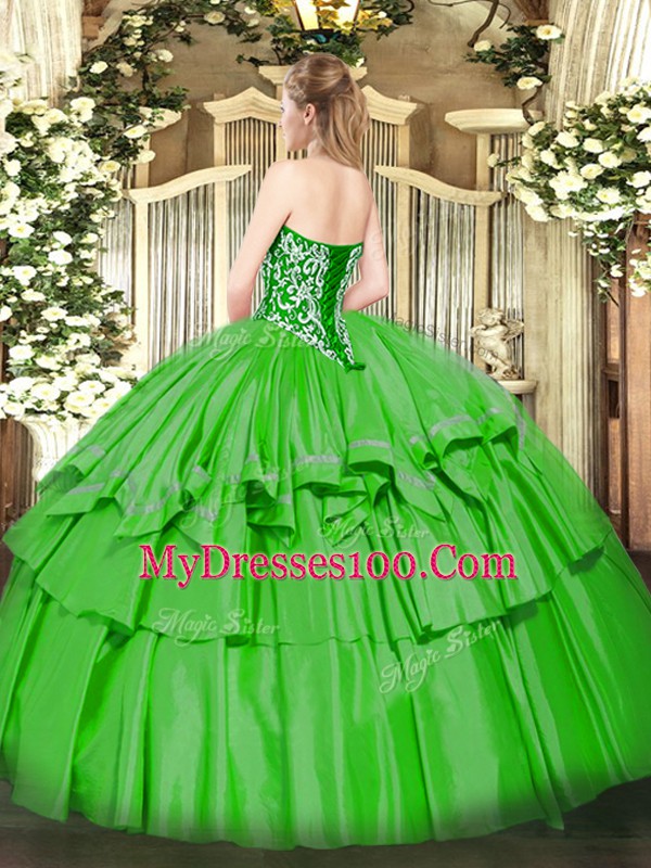 Purple Sweetheart Neckline Beading and Ruffled Layers Ball Gown Prom Dress Sleeveless Lace Up
