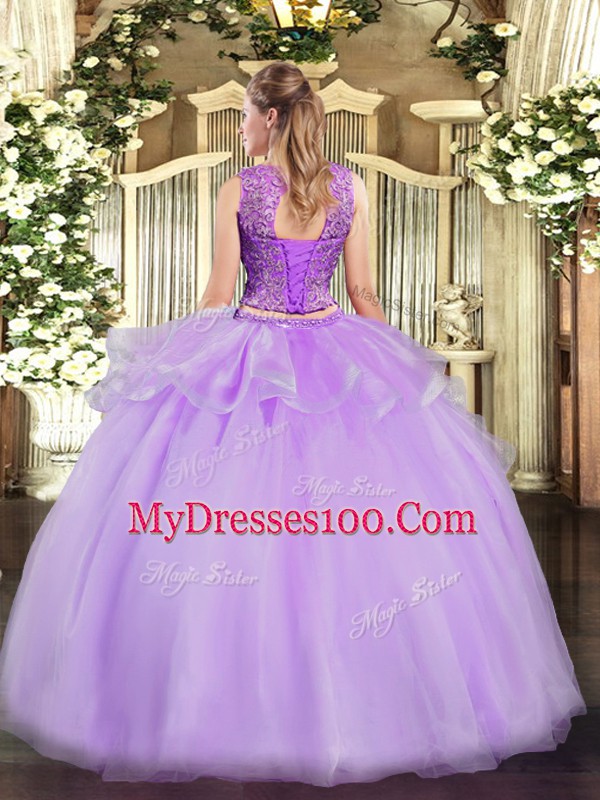 Organza Sleeveless Floor Length Sweet 16 Quinceanera Dress and Beading