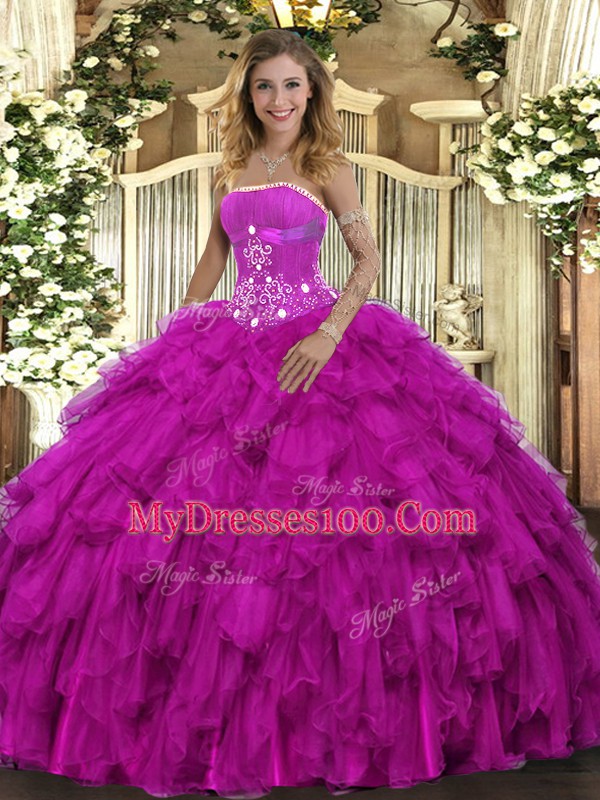 Best Selling Sleeveless Beading and Ruffles Lace Up Quinceanera Dresses