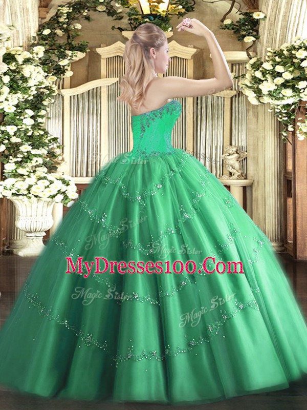 Sweetheart Lace Up Beading Ball Gown Prom Dress Sleeveless