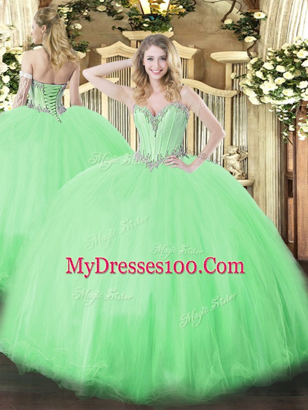 Glorious Sleeveless Beading Lace Up 15 Quinceanera Dress