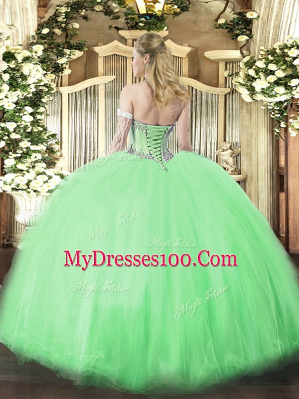Glorious Sleeveless Beading Lace Up 15 Quinceanera Dress