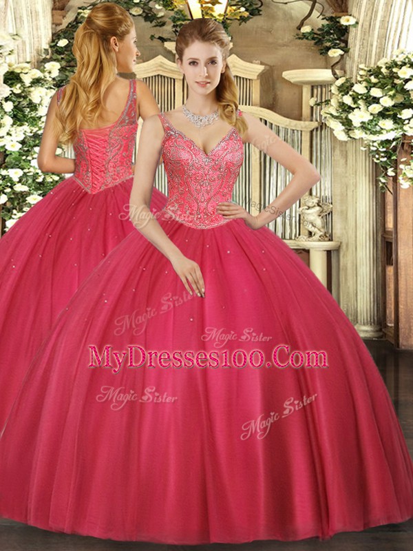 New Arrival Tulle Sleeveless Floor Length 15th Birthday Dress and Beading