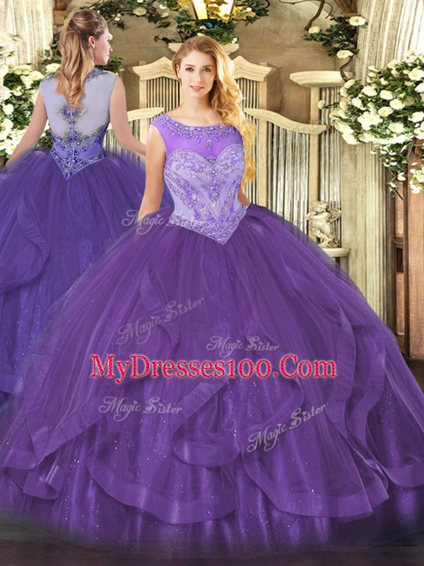 Enchanting Sleeveless Beading and Ruffles Lace Up 15th Birthday Dress