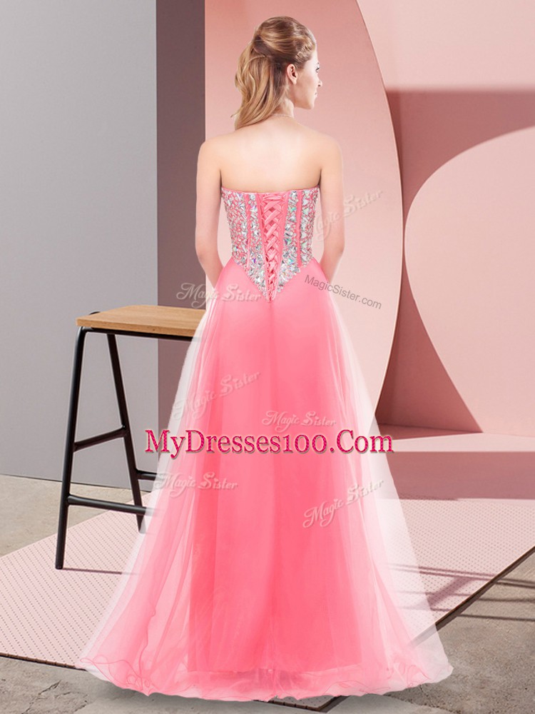 Luxurious Black Sleeveless Beading Floor Length Prom Evening Gown