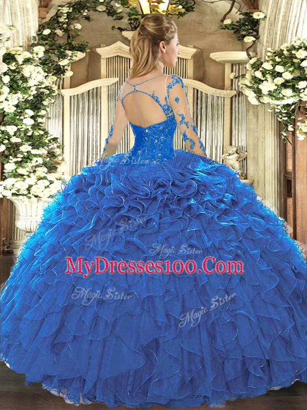 Colorful Scoop Sleeveless Lace Up 15 Quinceanera Dress Red Organza