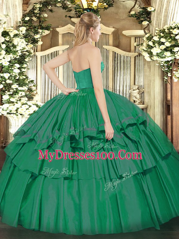 Customized Orange Red Strapless Neckline Ruffled Layers Sweet 16 Dresses Sleeveless Zipper