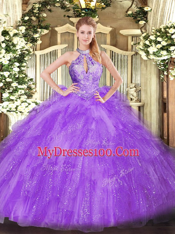 Sleeveless Beading Lace Up Sweet 16 Dress