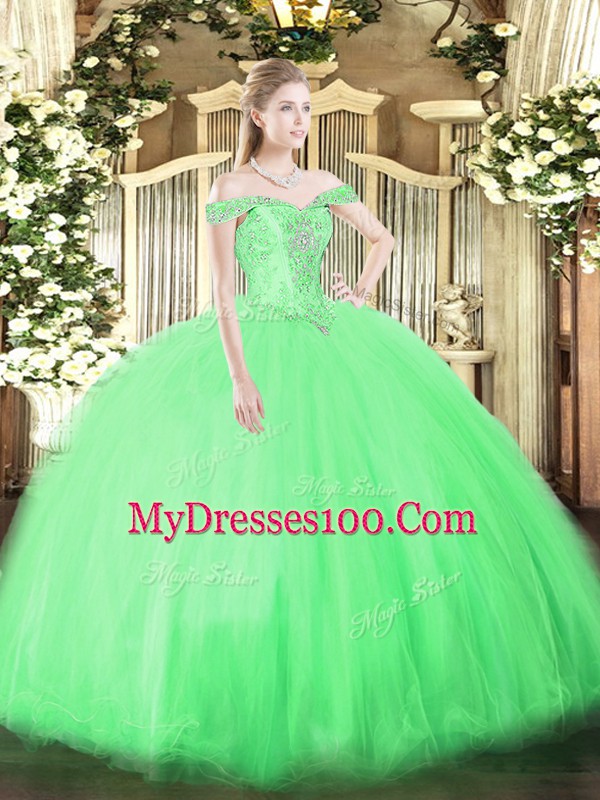 Sleeveless Tulle Lace Up Quinceanera Gown for Military Ball and Sweet 16 and Quinceanera