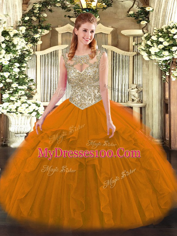 Sleeveless Beading and Ruffles Lace Up 15 Quinceanera Dress