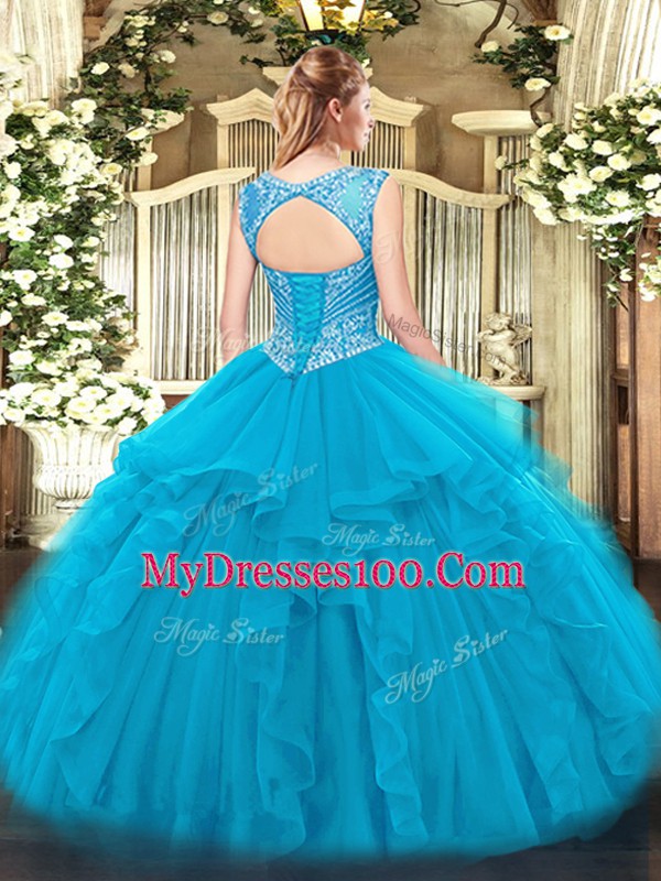 Sleeveless Beading and Ruffles Lace Up 15 Quinceanera Dress