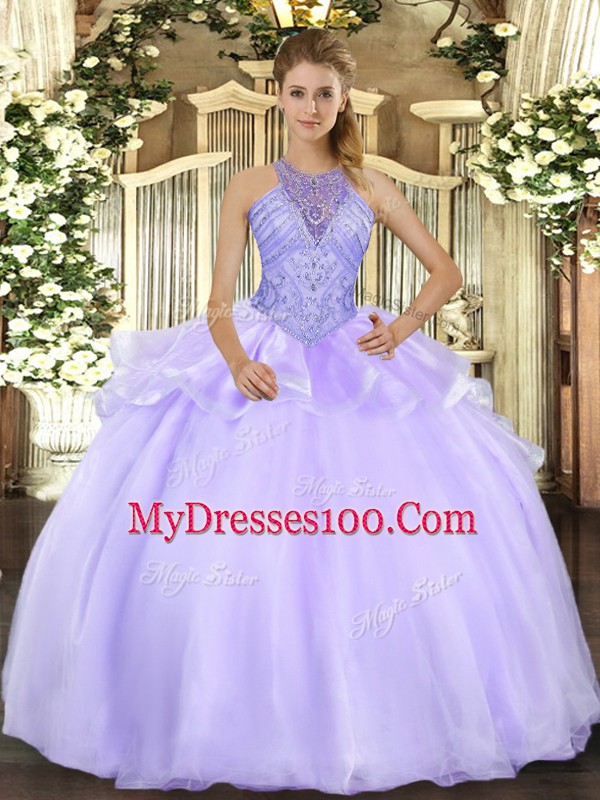 Fantastic Organza Sleeveless Floor Length 15 Quinceanera Dress and Beading