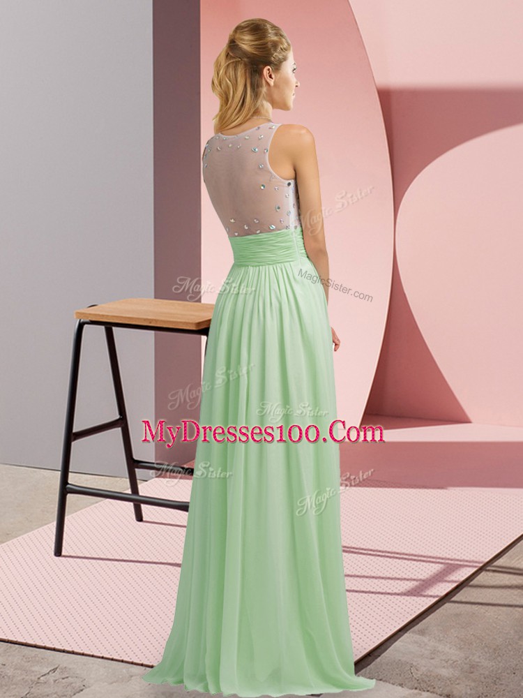 Apple Green Side Zipper Scoop Beading Homecoming Dress Chiffon Sleeveless