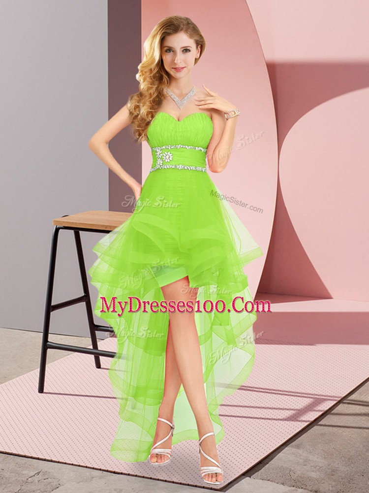 Top Selling High Low A-line Sleeveless Prom Dresses Lace Up