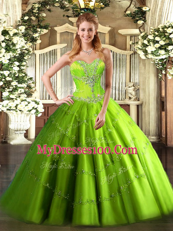 Quince Ball Gowns Sweet 16 and Quinceanera with Beading Sweetheart Sleeveless Lace Up