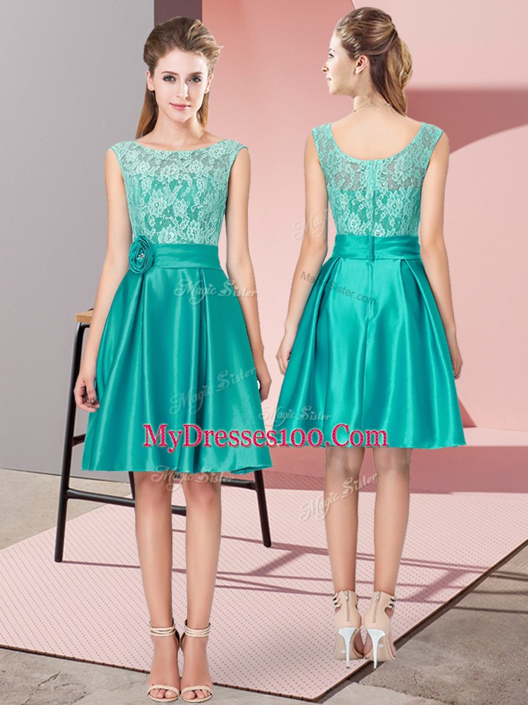 Custom Made Turquoise Sleeveless Satin Zipper Prom Dresses for Prom and Party