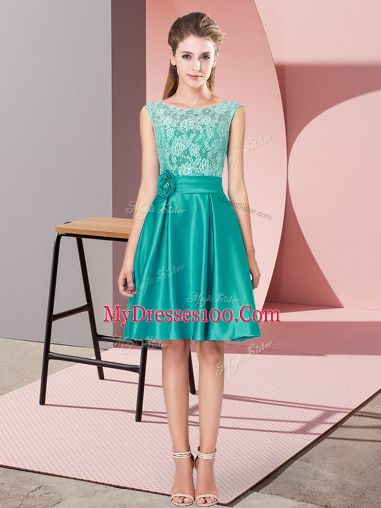 Custom Made Turquoise Sleeveless Satin Zipper Prom Dresses for Prom and Party