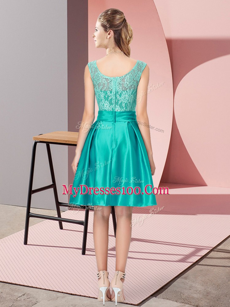 Custom Made Turquoise Sleeveless Satin Zipper Prom Dresses for Prom and Party