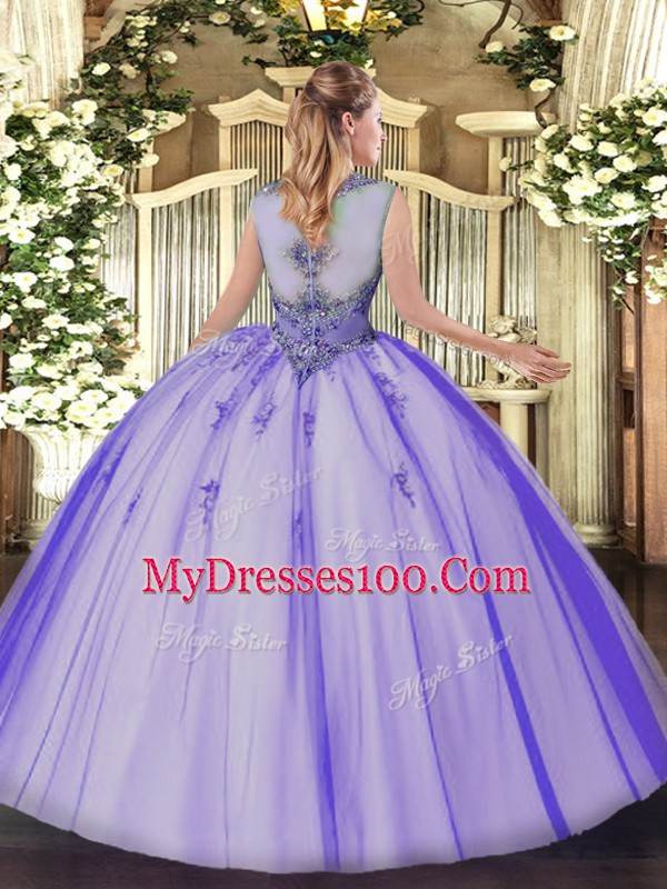 Fantastic Pink Sleeveless Floor Length Beading and Appliques Zipper Ball Gown Prom Dress