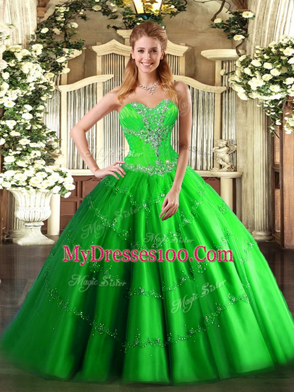 Adorable Floor Length 15 Quinceanera Dress Tulle Sleeveless Beading