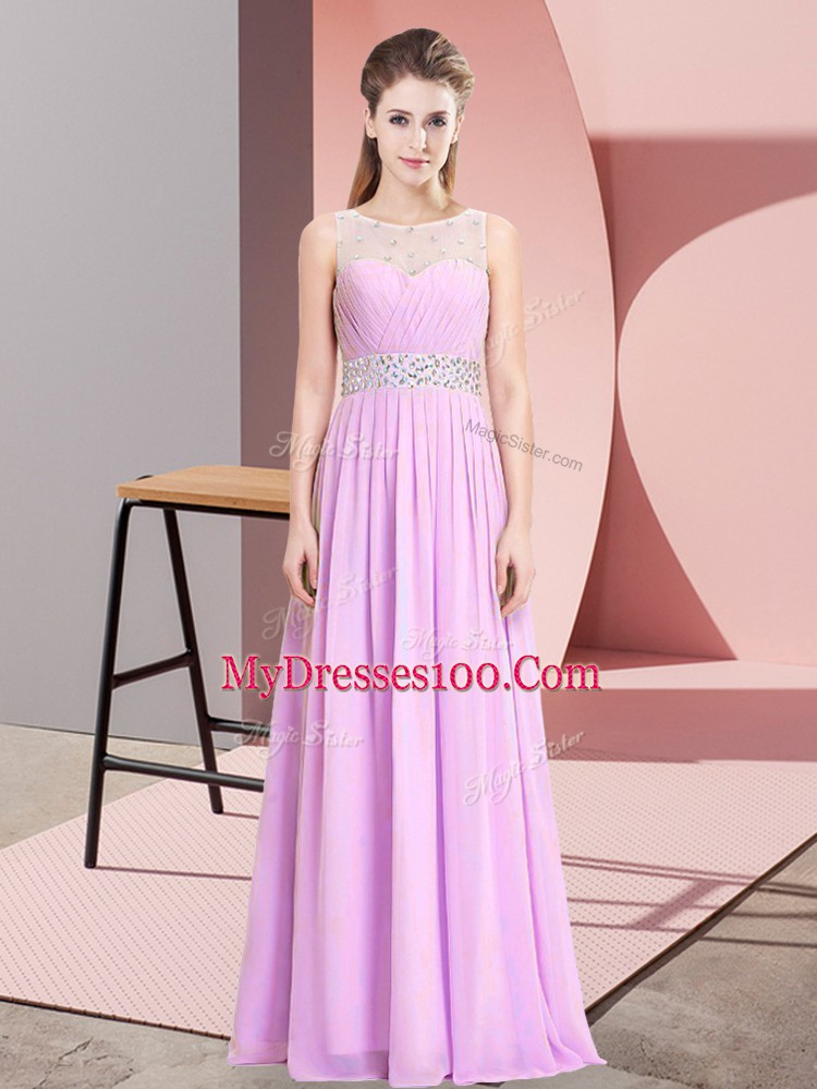 Sleeveless Beading Lace Up Evening Dress
