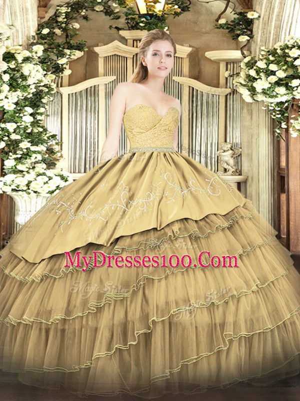 Graceful Sleeveless Zipper Floor Length Beading and Lace and Embroidery and Ruffled Layers Sweet 16 Quinceanera Dress