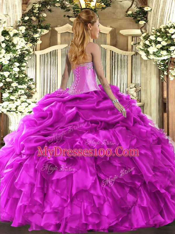 Trendy Floor Length Hot Pink Vestidos de Quinceanera Sweetheart Sleeveless Lace Up