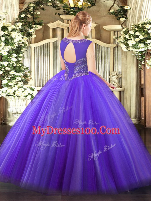 Floor Length Turquoise Quinceanera Gowns Scoop Sleeveless Lace Up