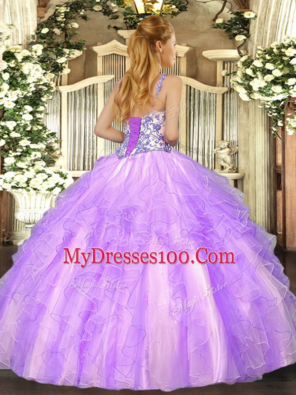 Amazing Coral Red Lace Up Sweet 16 Dress Beading and Ruffles Sleeveless Floor Length