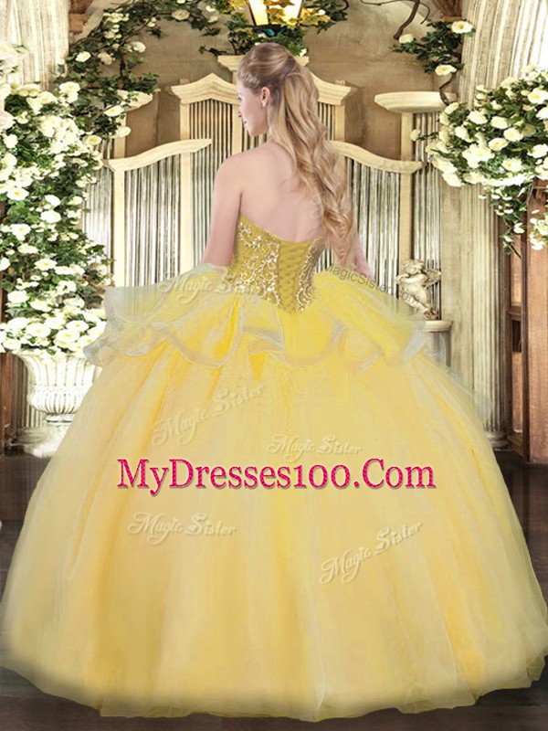 Baby Pink Sleeveless Floor Length Beading Lace Up Vestidos de Quinceanera