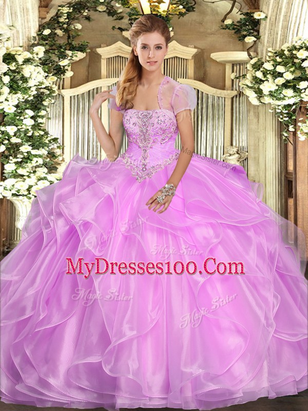 Sleeveless Appliques and Ruffles Lace Up Sweet 16 Quinceanera Dress