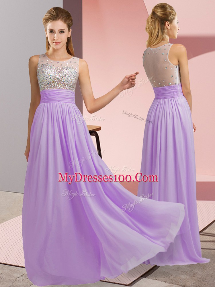 Excellent Baby Pink Sleeveless Chiffon Side Zipper Prom Dress for Prom and Party