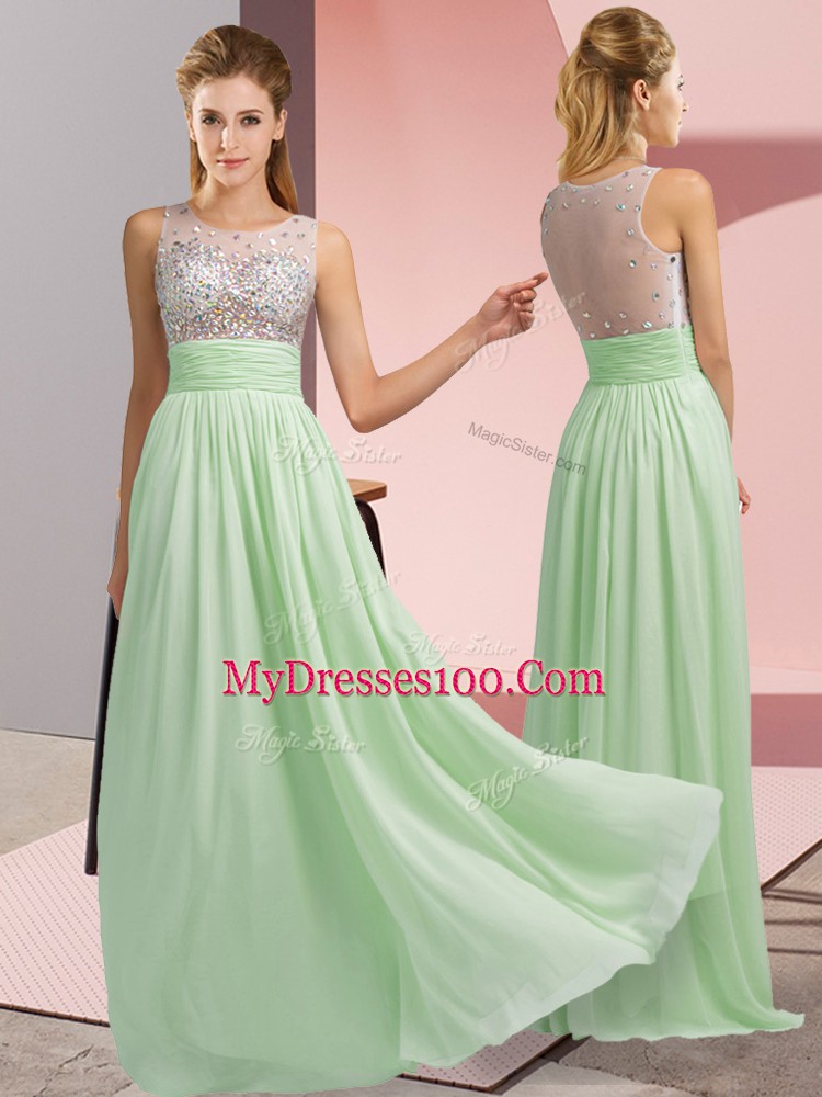 Excellent Baby Pink Sleeveless Chiffon Side Zipper Prom Dress for Prom and Party