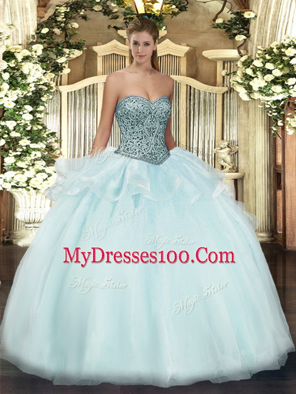 New Arrival Floor Length Ball Gowns Sleeveless Apple Green Quince Ball Gowns Lace Up