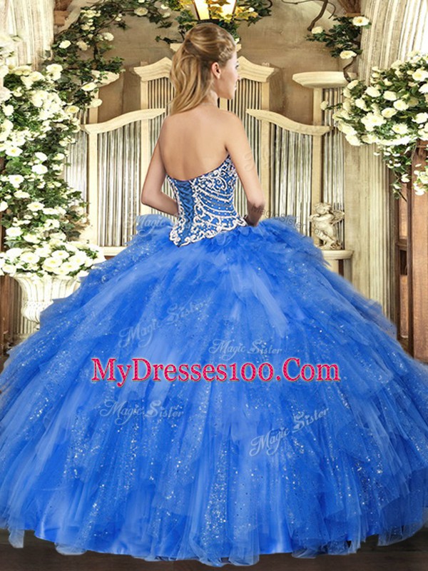 Sleeveless Tulle Floor Length Side Zipper Quinceanera Gowns in Coral Red with Beading and Ruffles