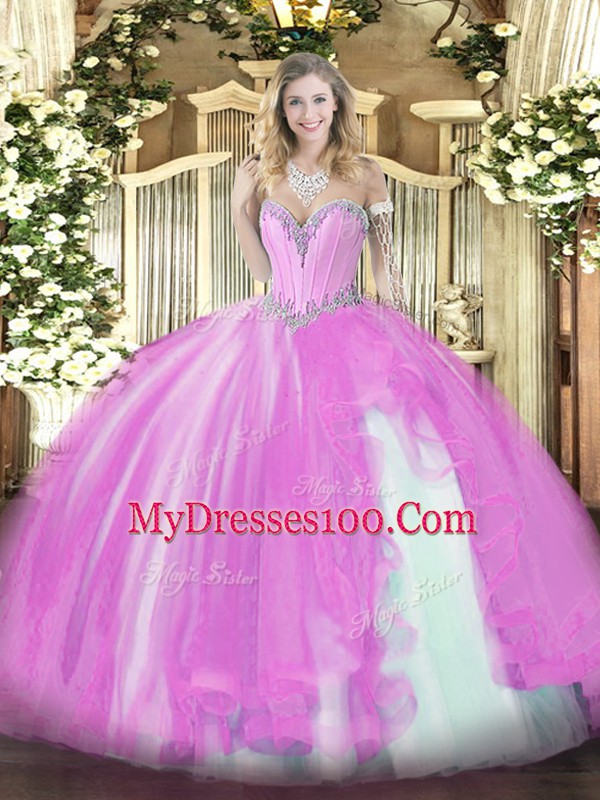 Floor Length Ball Gowns Sleeveless Lilac 15th Birthday Dress Lace Up