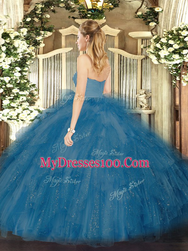 Decent Green Ball Gowns Ruffles Quince Ball Gowns Zipper Tulle Sleeveless Floor Length