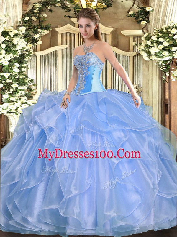 Sophisticated Sleeveless Beading and Ruffles Lace Up Quinceanera Dresses