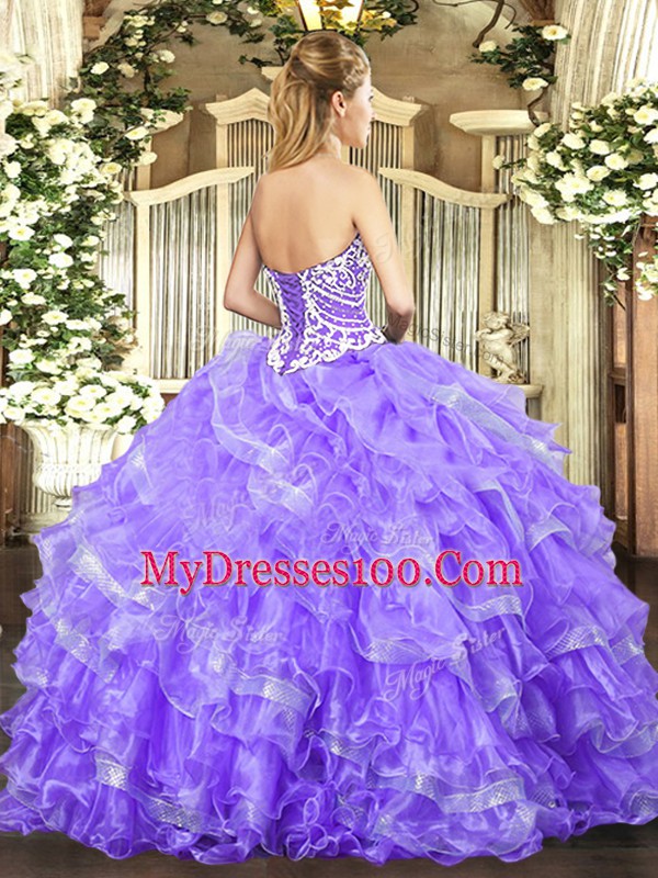 Elegant Watermelon Red Sleeveless Floor Length Beading and Ruffled Layers Lace Up Quinceanera Dresses