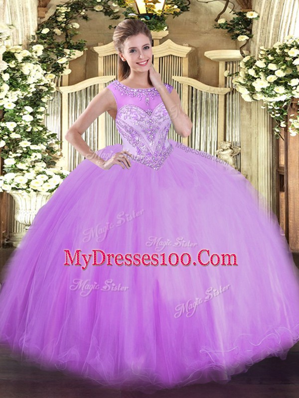 Fantastic Floor Length Ball Gowns Sleeveless Lavender Sweet 16 Quinceanera Dress Zipper